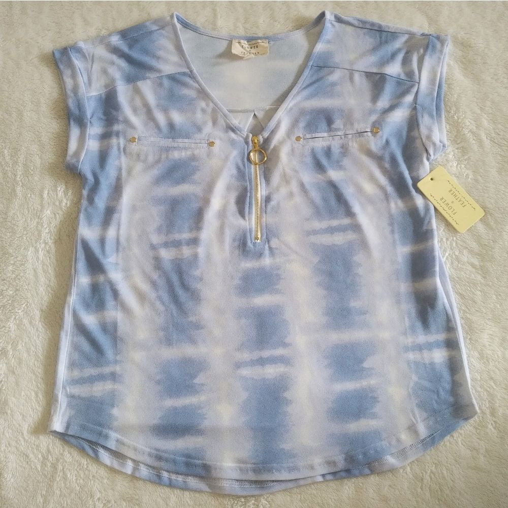 Flower🌻 & Feather🕊️ Tie Dye☮️ Blouse - NWT